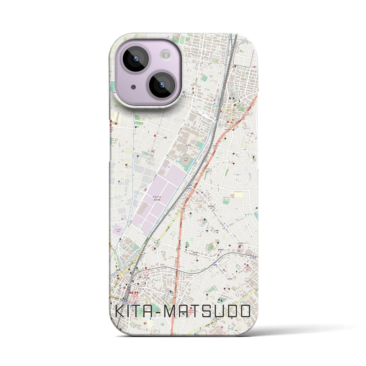 【北松戸(千葉県)】地図柄iPhoneケース(バックカバータイプ)