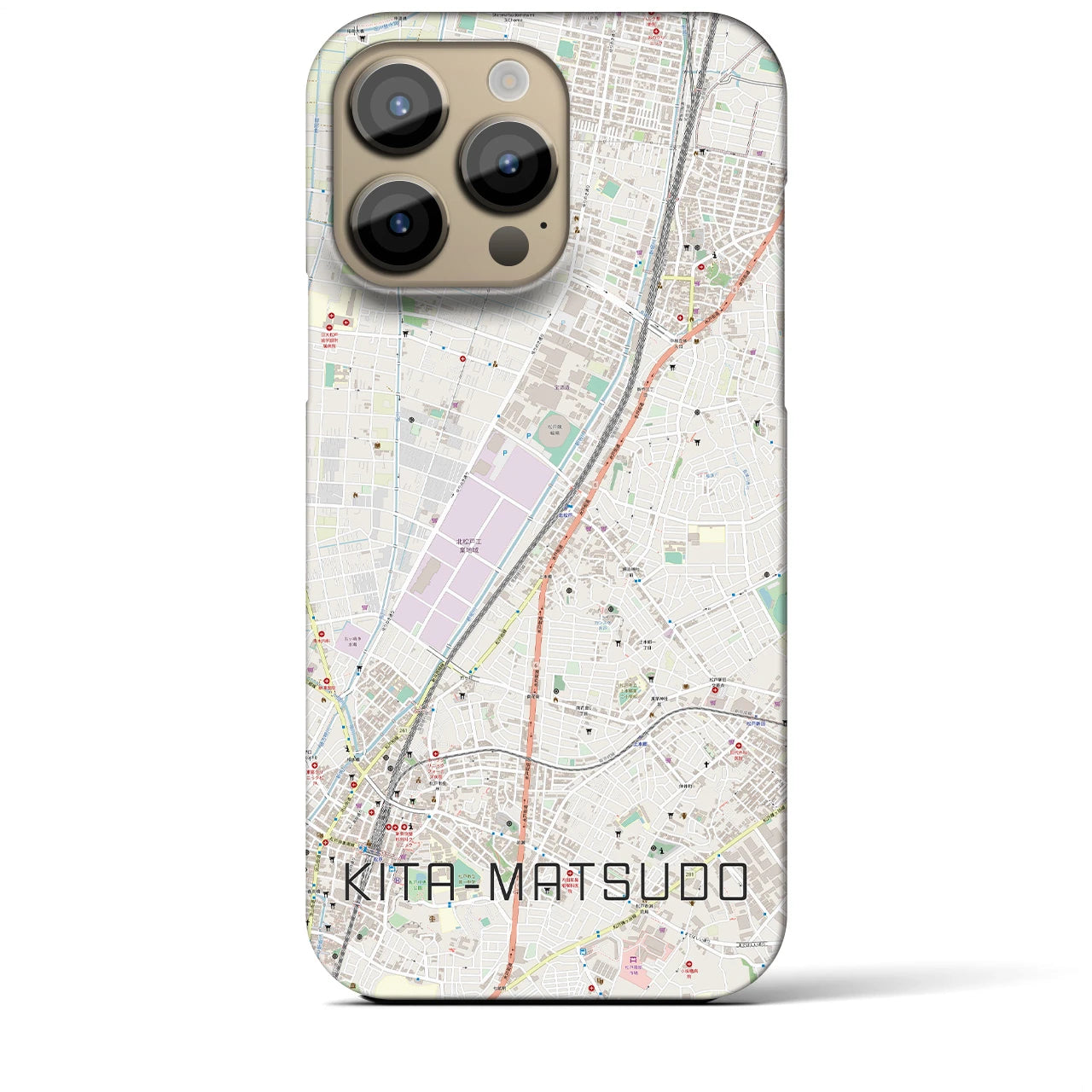 【北松戸(千葉県)】地図柄iPhoneケース(バックカバータイプ)