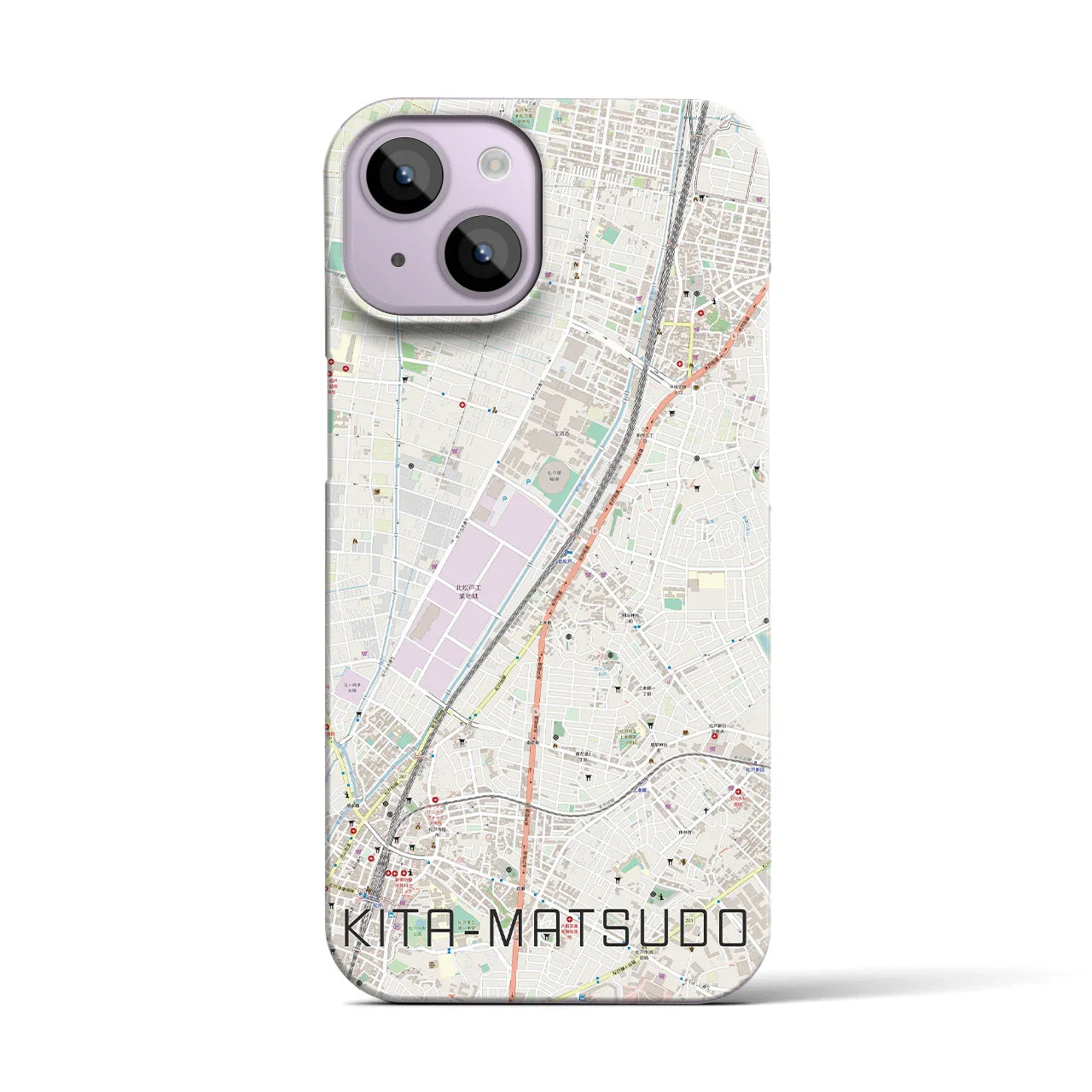 【北松戸(千葉県)】地図柄iPhoneケース(バックカバータイプ)
