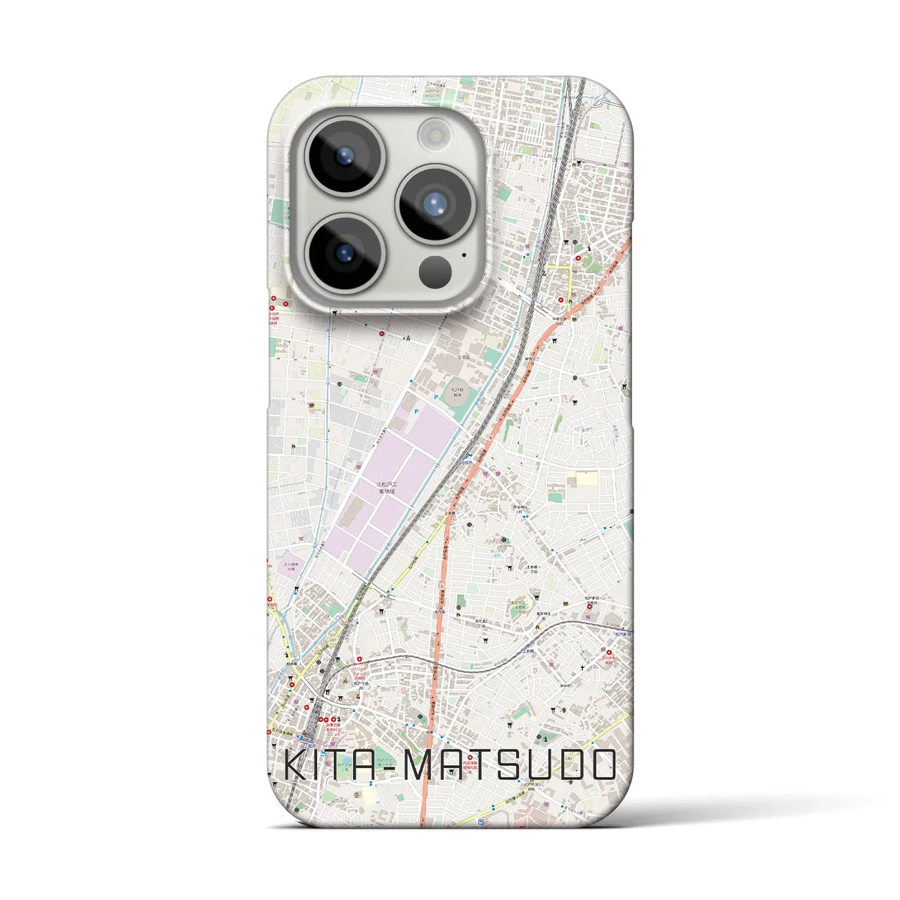 【北松戸(千葉県)】地図柄iPhoneケース(バックカバータイプ)