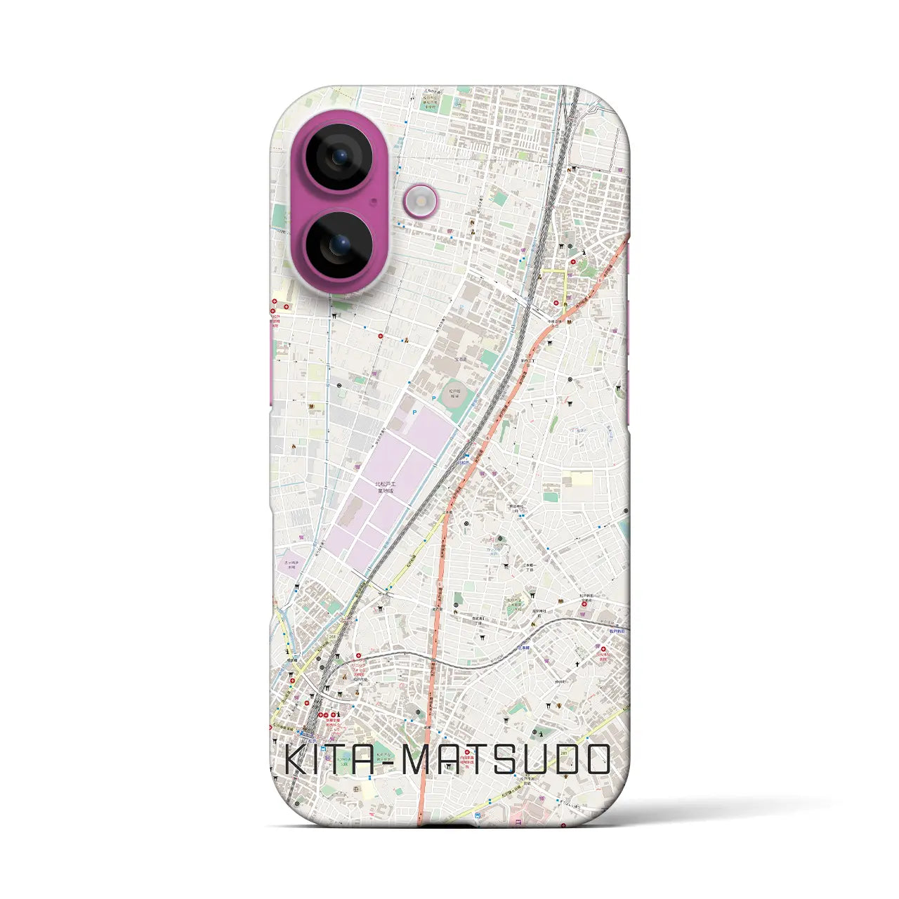 【北松戸(千葉県)】地図柄iPhoneケース(バックカバータイプ)