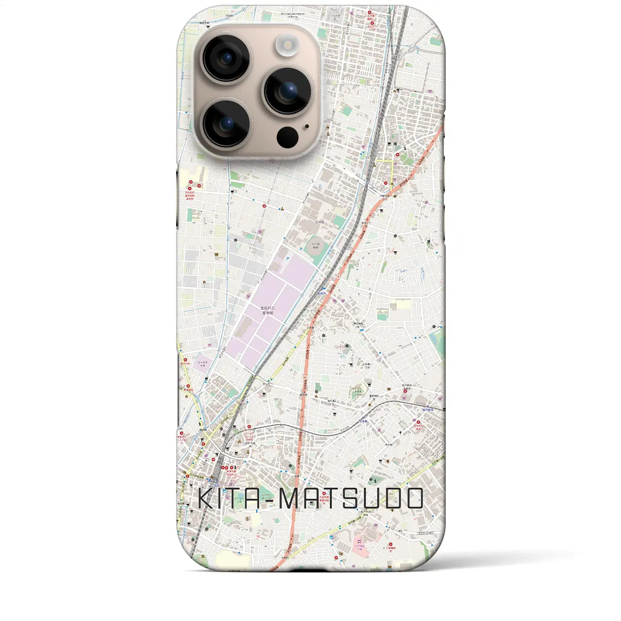 【北松戸(千葉県)】地図柄iPhoneケース(バックカバータイプ)
