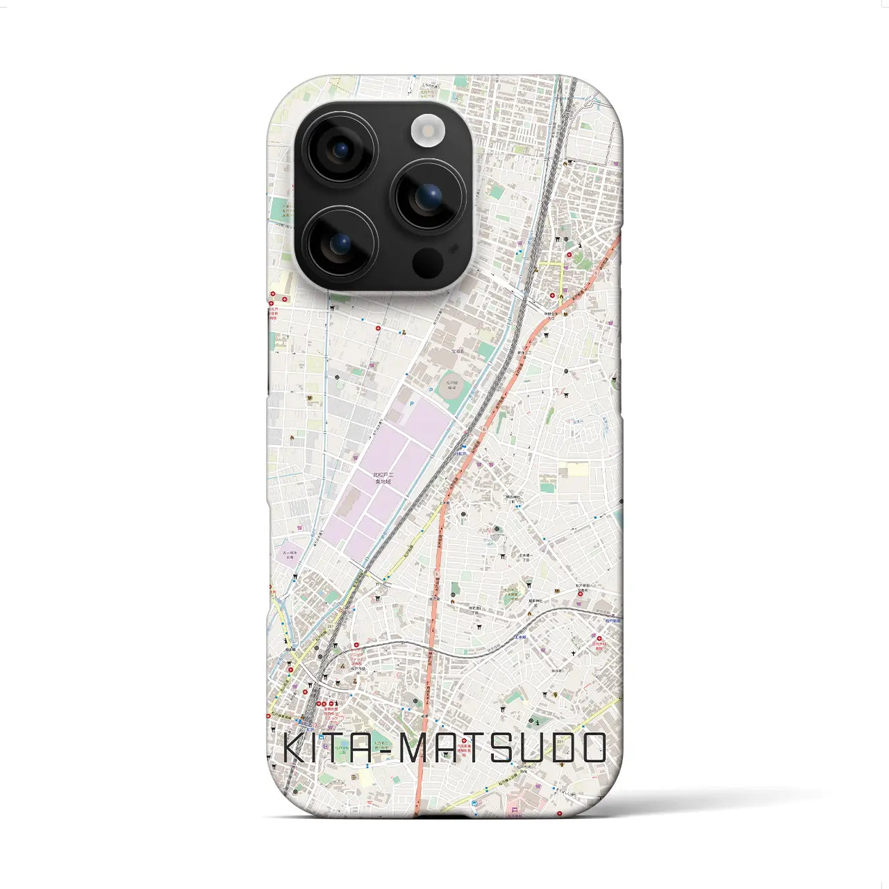【北松戸(千葉県)】地図柄iPhoneケース(バックカバータイプ)