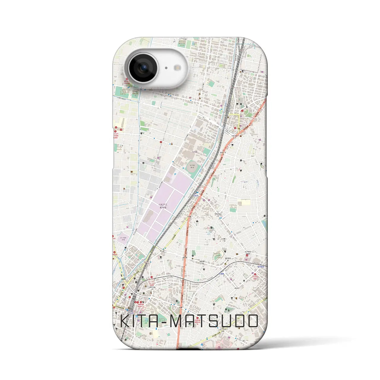 【北松戸(千葉県)】地図柄iPhoneケース(バックカバータイプ)
