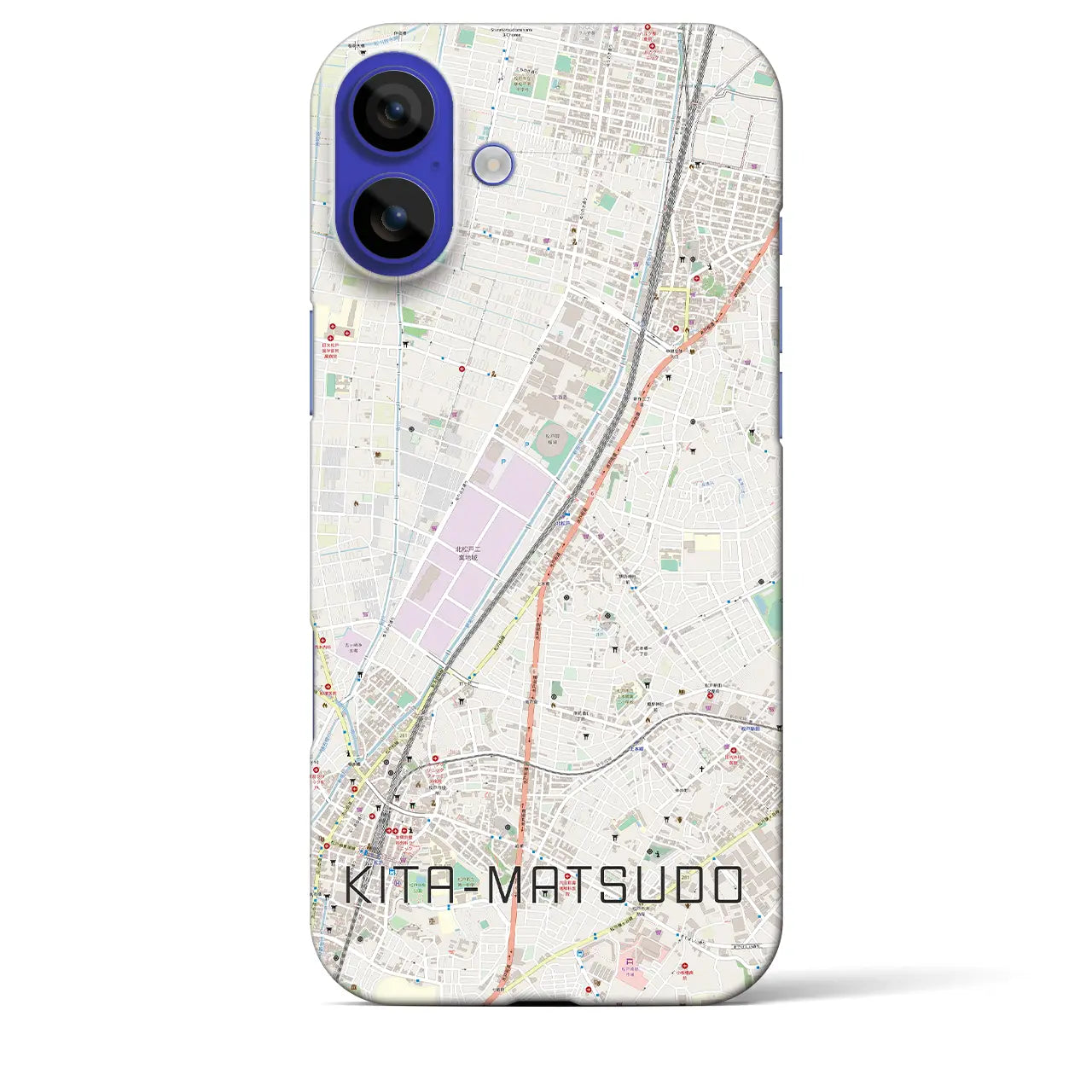 【北松戸(千葉県)】地図柄iPhoneケース(バックカバータイプ)