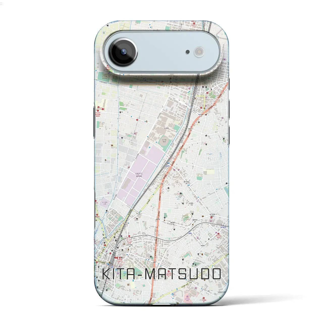 【北松戸(千葉県)】地図柄iPhoneケース(バックカバータイプ)ブラック・iPhone 17 Pro Max 用