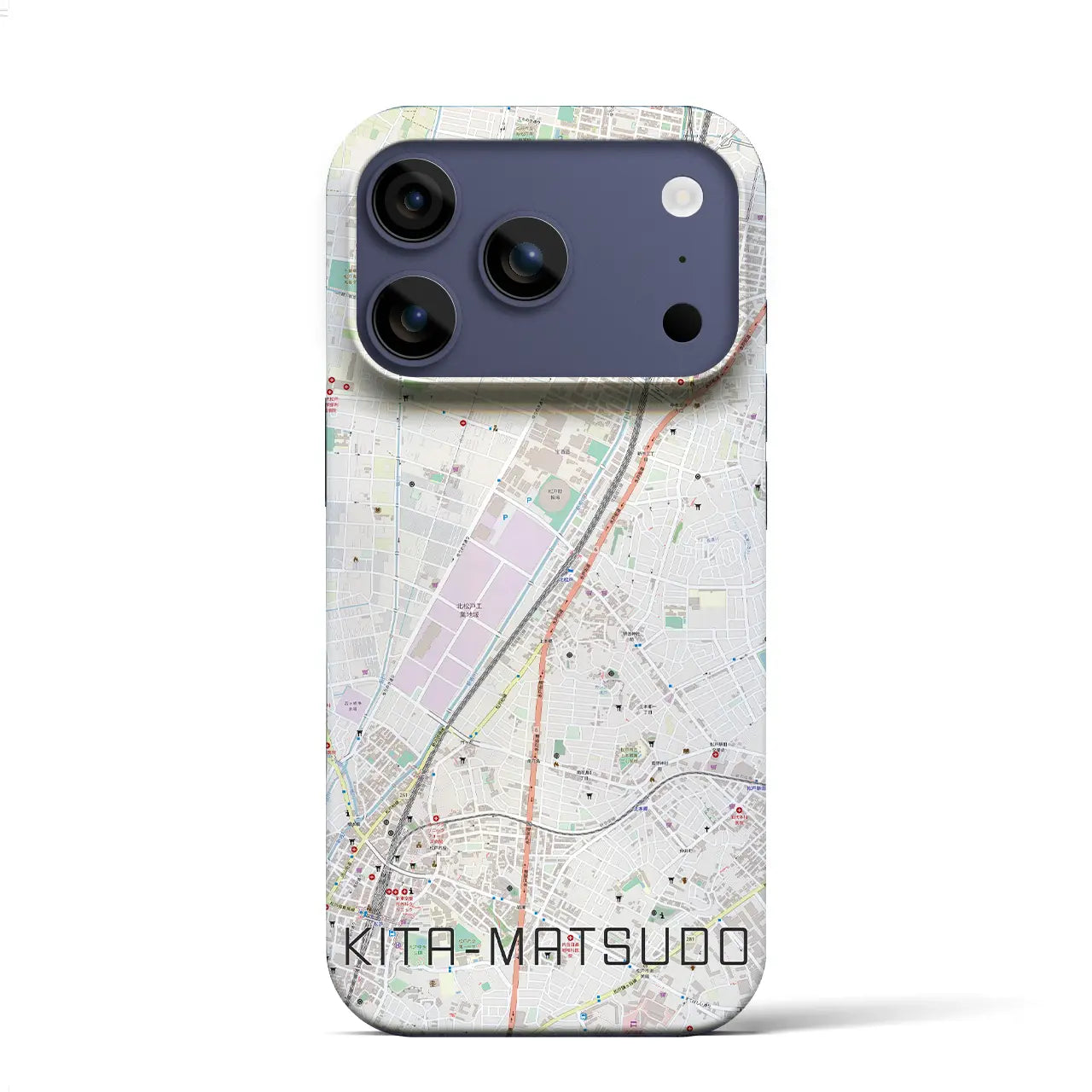 【北松戸(千葉県)】地図柄iPhoneケース(バックカバータイプ)