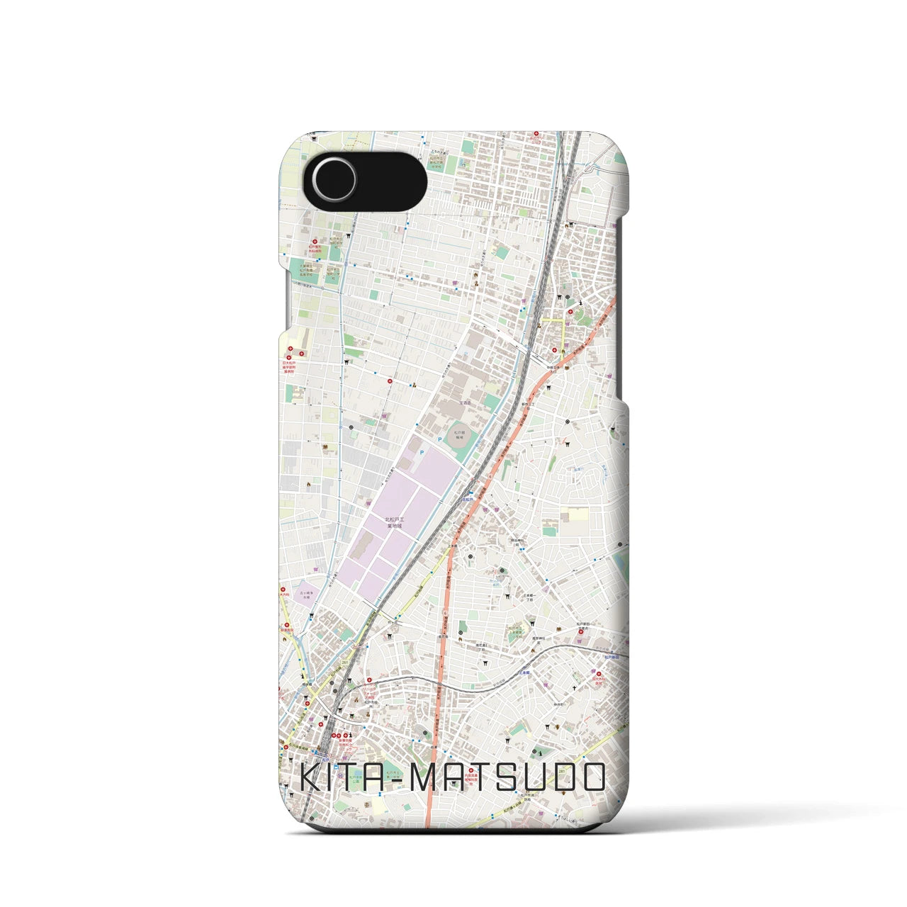 【北松戸(千葉県)】地図柄iPhoneケース(バックカバータイプ)