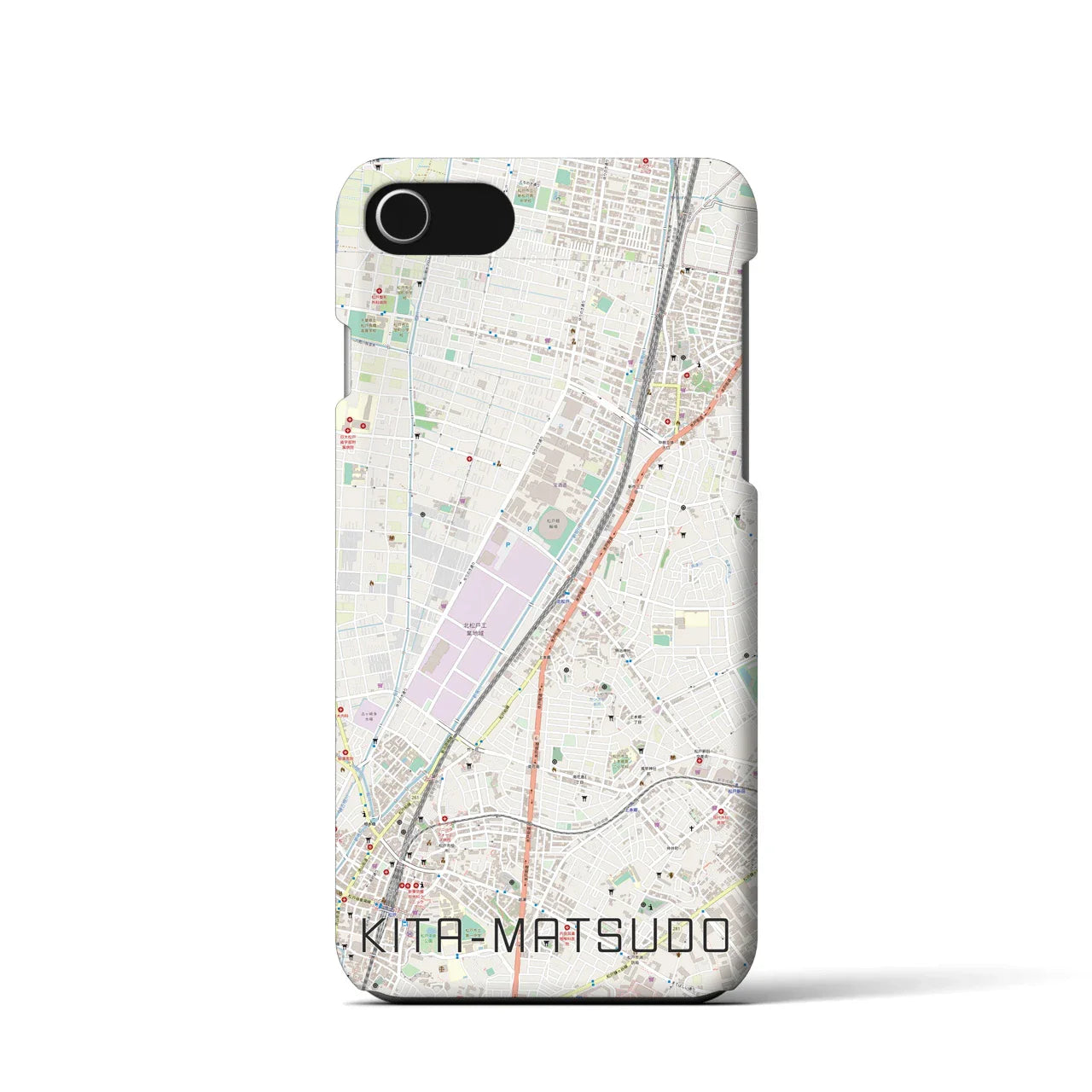 【北松戸(千葉県)】地図柄iPhoneケース(バックカバータイプ)
