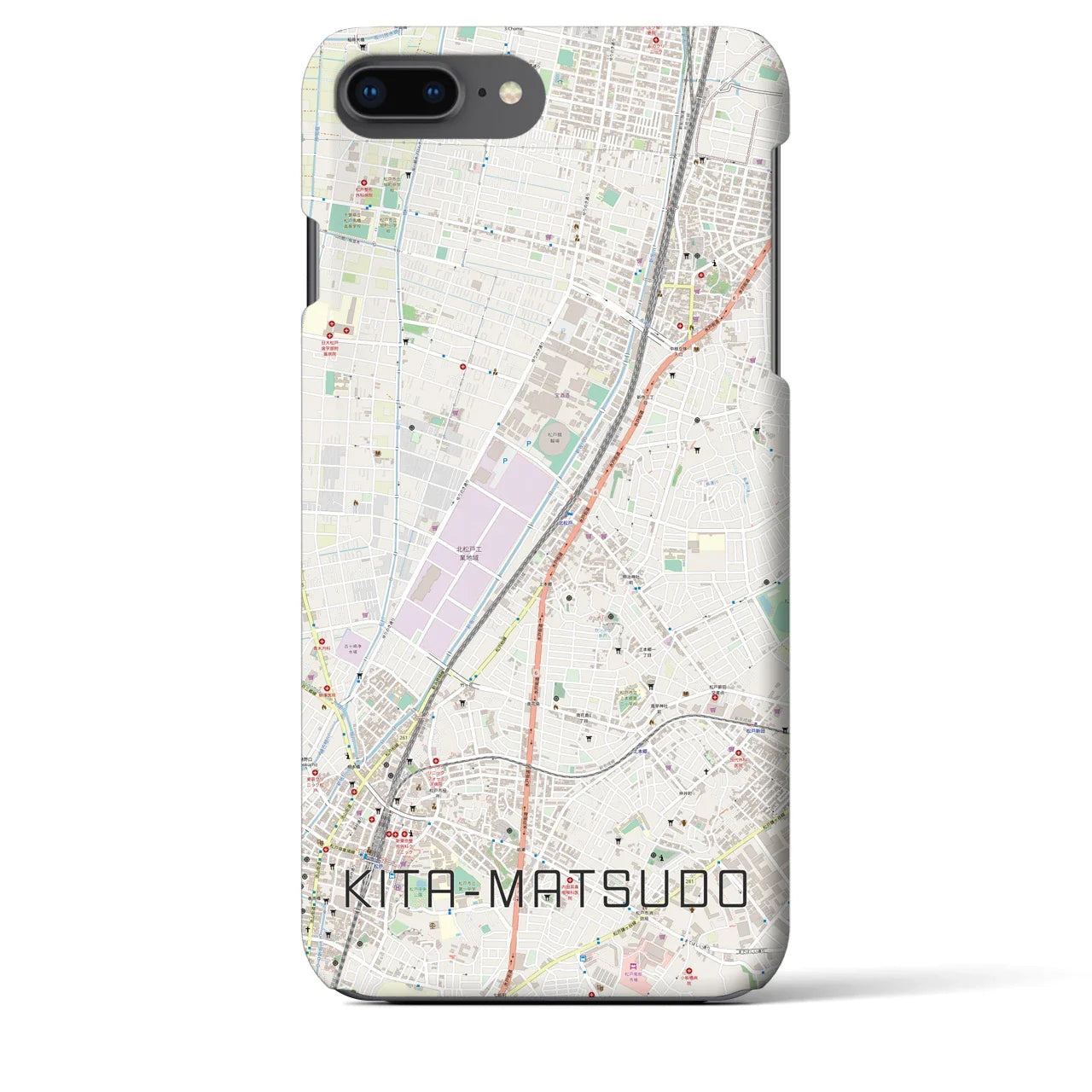 【北松戸(千葉県)】地図柄iPhoneケース(バックカバータイプ)