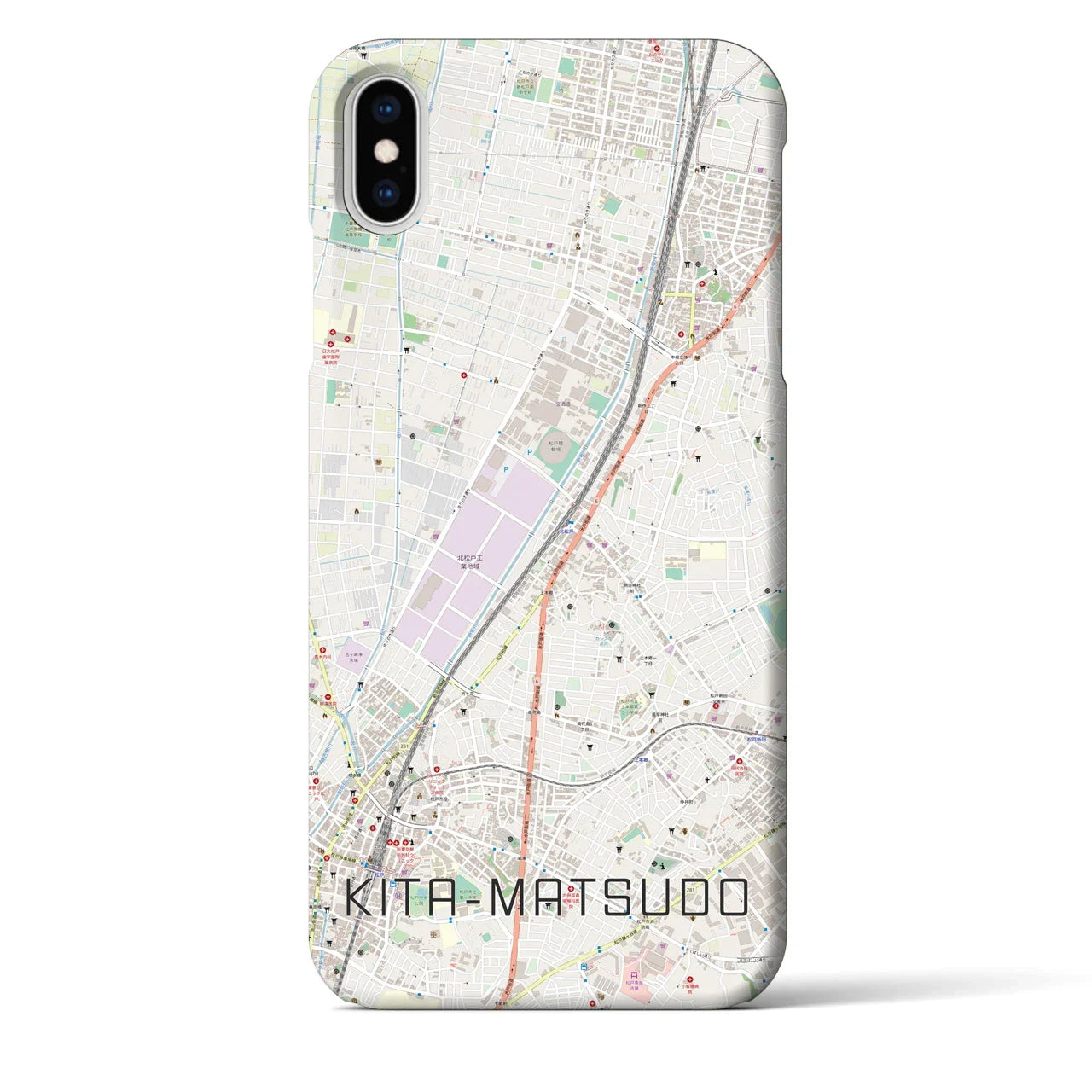 【北松戸(千葉県)】地図柄iPhoneケース(バックカバータイプ)
