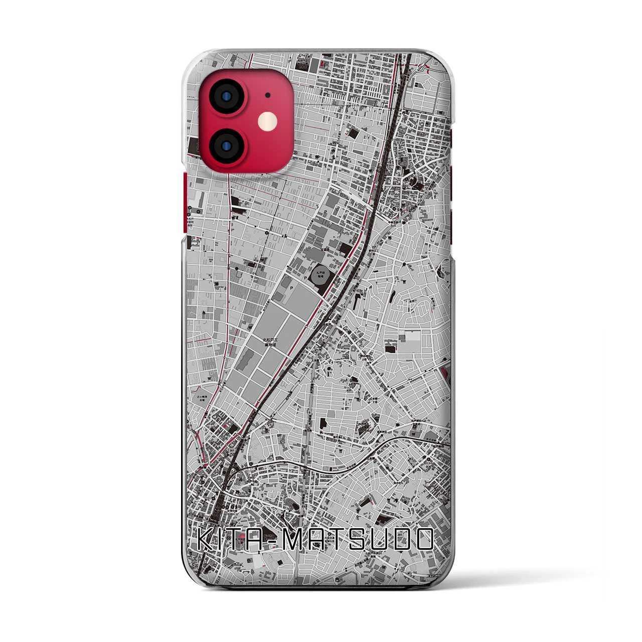 【北松戸(千葉県)】地図柄iPhoneケース(クリアタイプ)