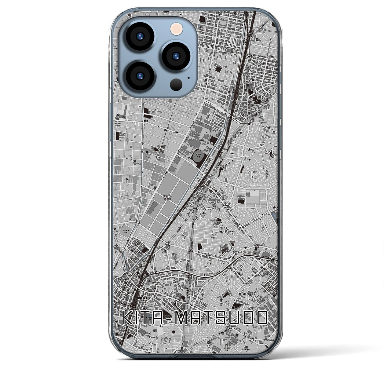 【北松戸(千葉県)】地図柄iPhoneケース(クリアタイプ)