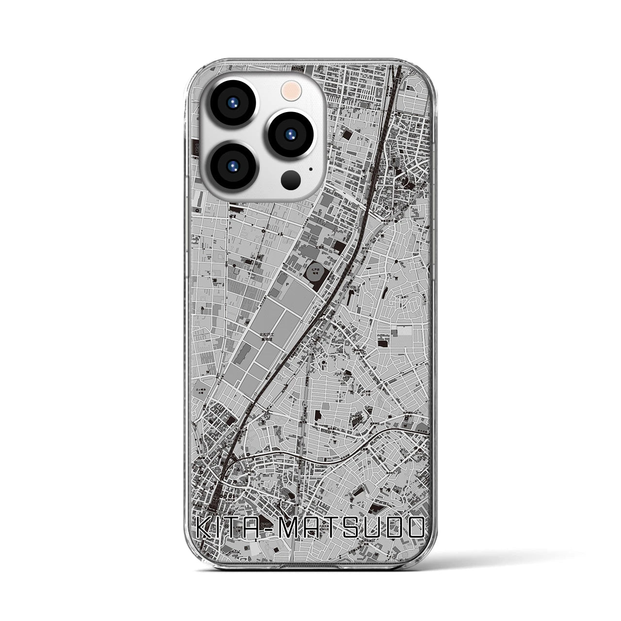 【北松戸(千葉県)】地図柄iPhoneケース(クリアタイプ)