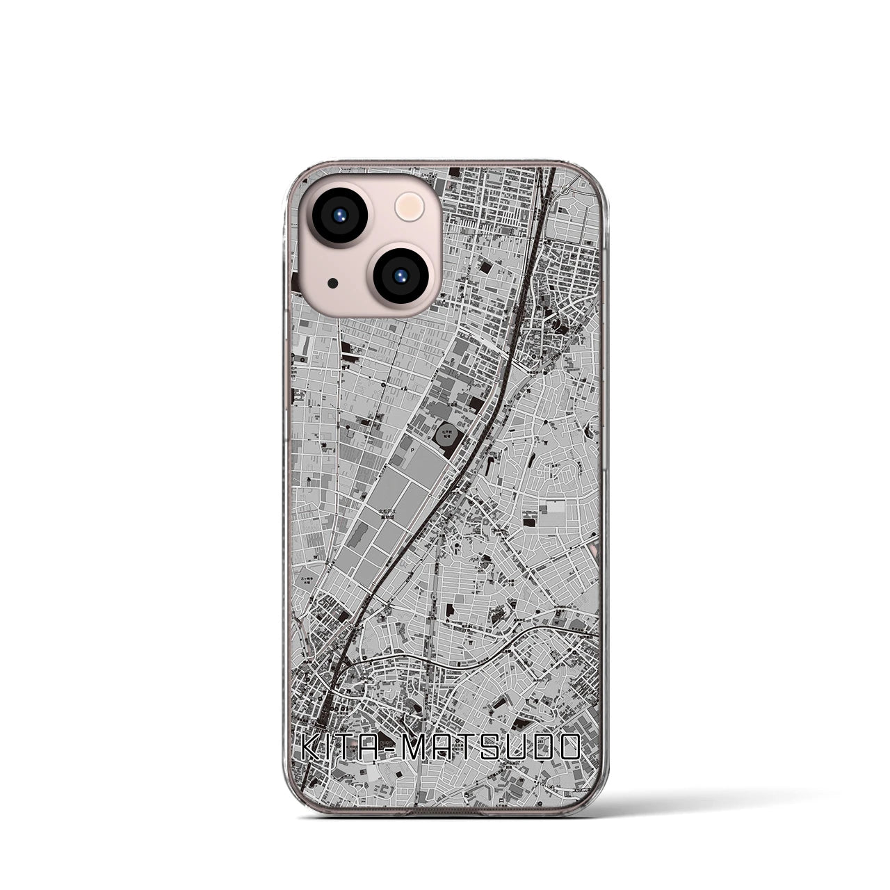 【北松戸(千葉県)】地図柄iPhoneケース(クリアタイプ)