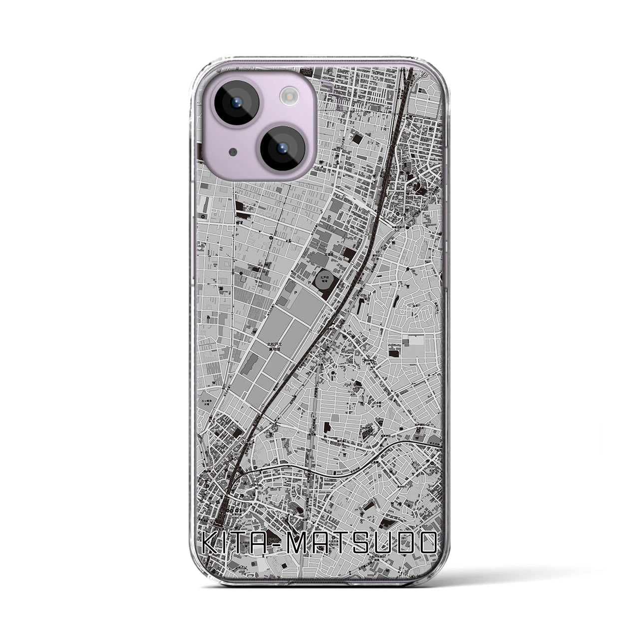 【北松戸(千葉県)】地図柄iPhoneケース(クリアタイプ)