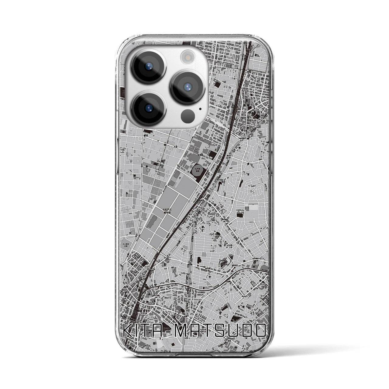 【北松戸(千葉県)】地図柄iPhoneケース(クリアタイプ)