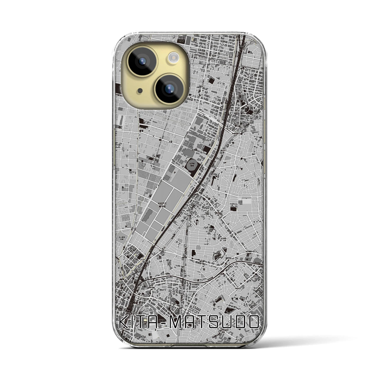 【北松戸(千葉県)】地図柄iPhoneケース(クリアタイプ)