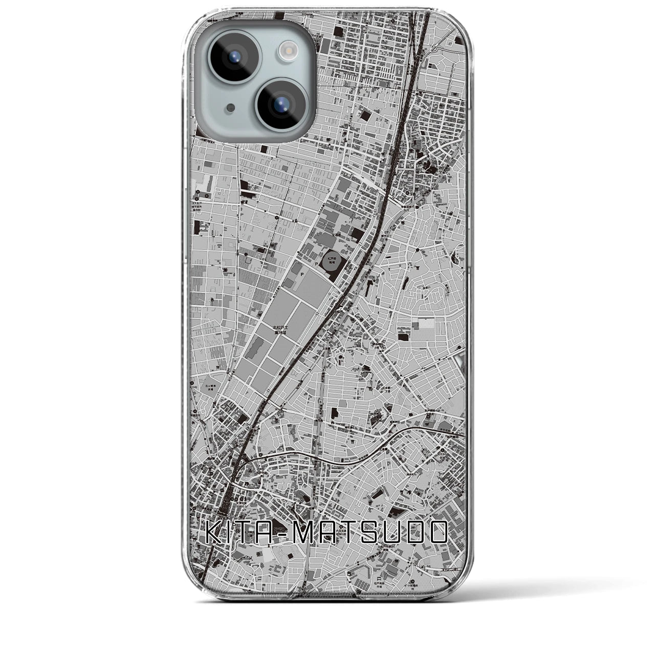 【北松戸(千葉県)】地図柄iPhoneケース(クリアタイプ)