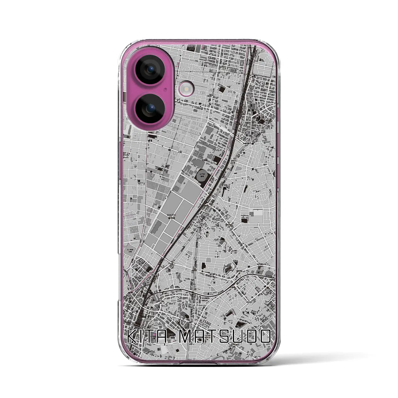 【北松戸(千葉県)】地図柄iPhoneケース(クリアタイプ)