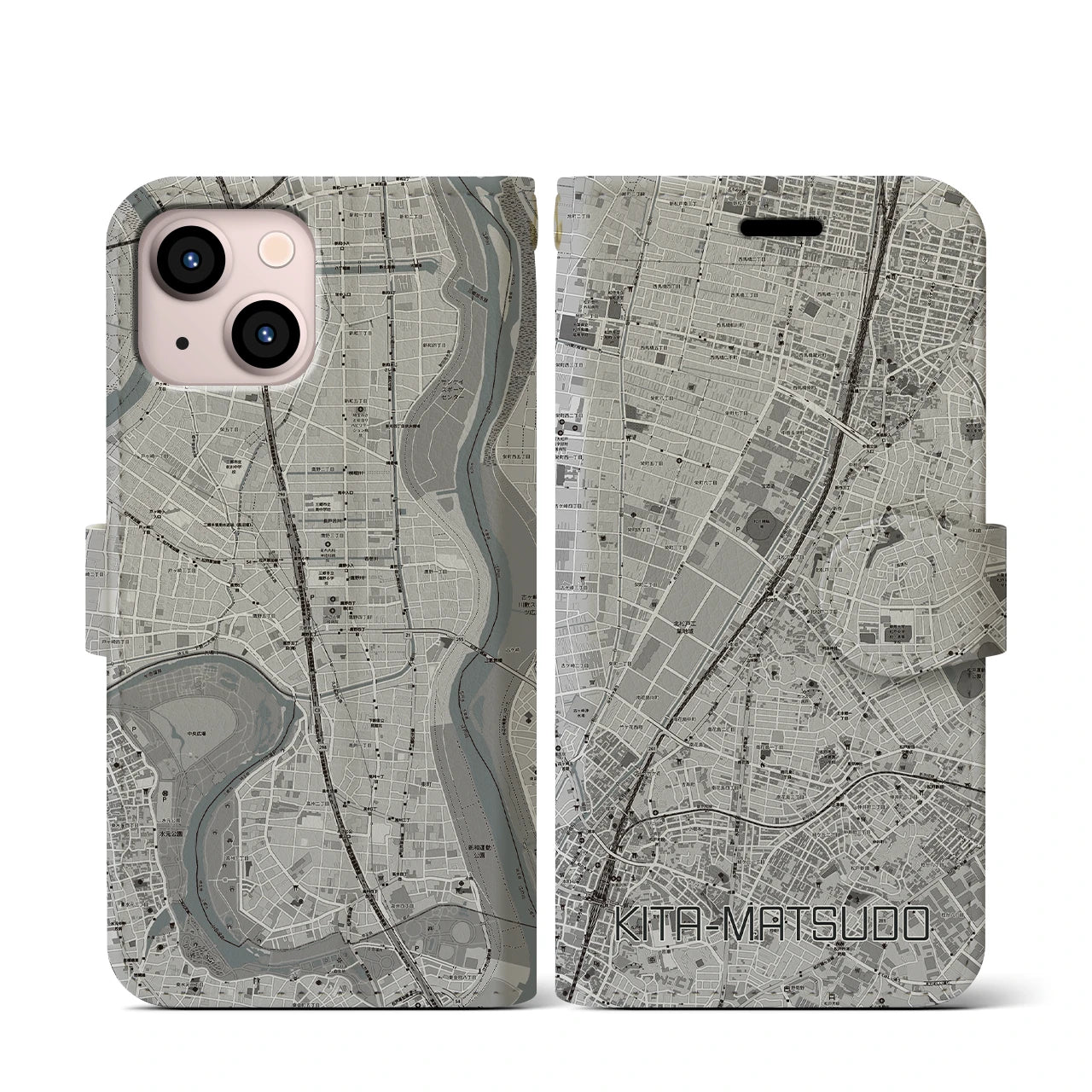 【北松戸(千葉県)】地図柄iPhoneケース(手帳タイプ)