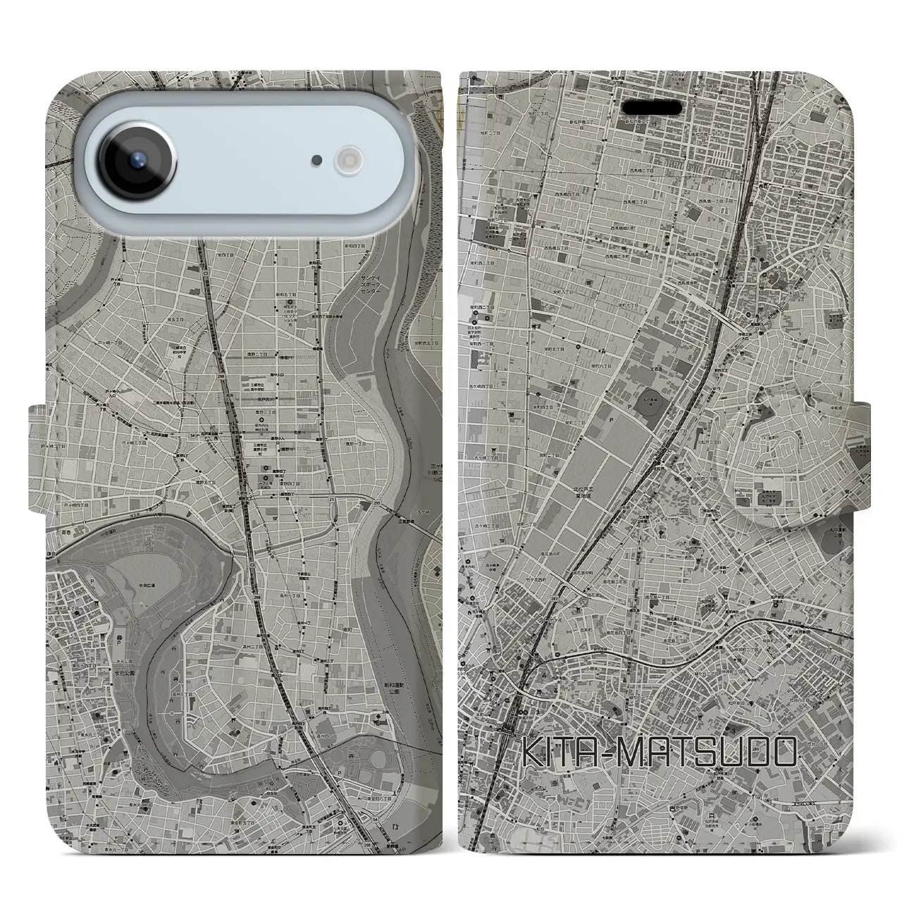 【北松戸(千葉県)】地図柄iPhoneケース(手帳タイプ)