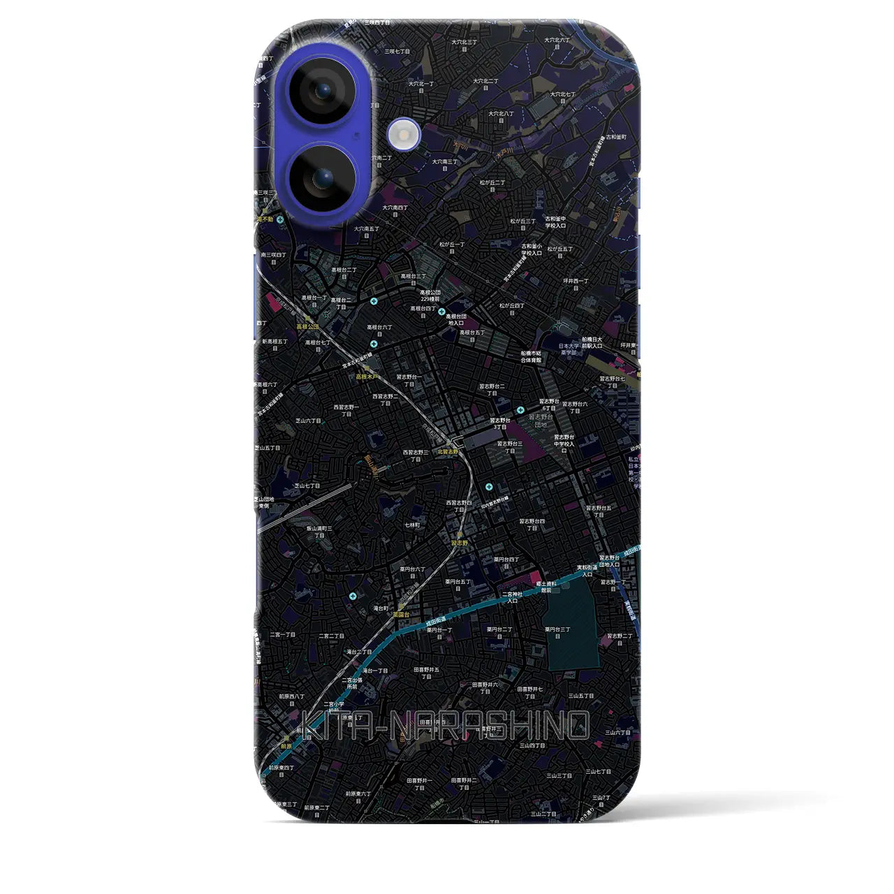 【北習志野(千葉県)】地図柄iPhoneケース(バックカバータイプ)