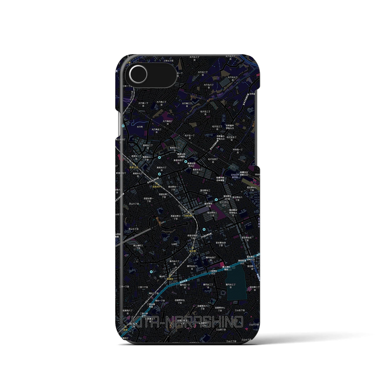 【北習志野(千葉県)】地図柄iPhoneケース(バックカバータイプ)