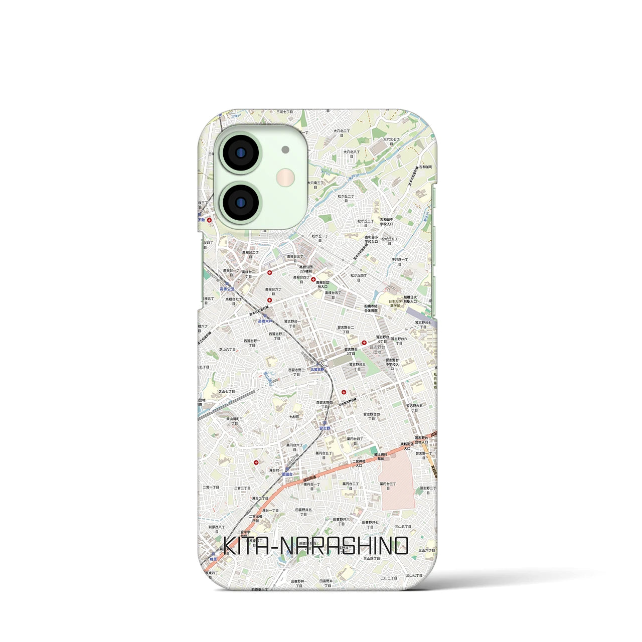 【北習志野(千葉県)】地図柄iPhoneケース(バックカバータイプ)