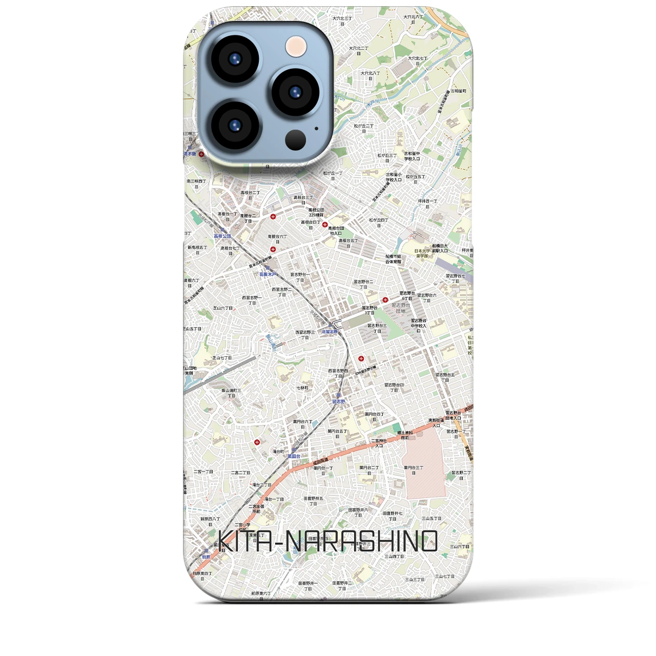 【北習志野(千葉県)】地図柄iPhoneケース(バックカバータイプ)