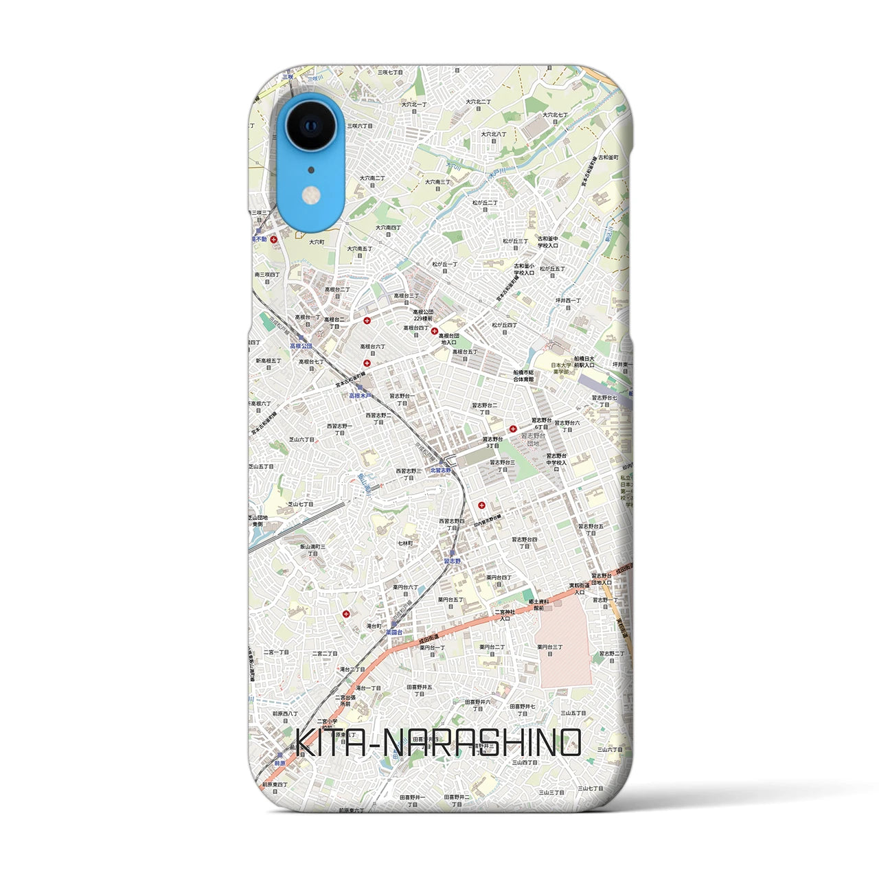 【北習志野(千葉県)】地図柄iPhoneケース(バックカバータイプ)