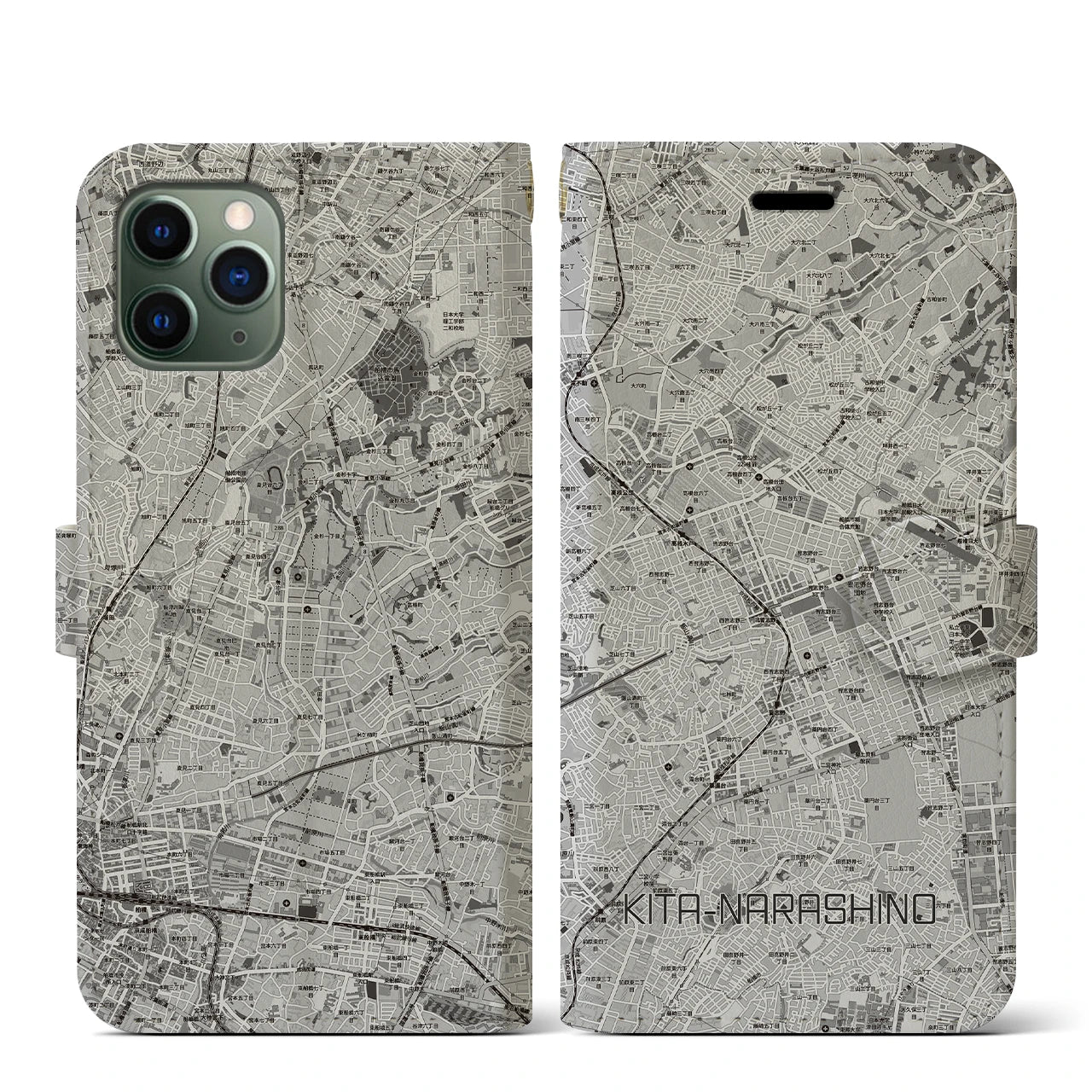 【北習志野(千葉県)】地図柄iPhoneケース(手帳タイプ)