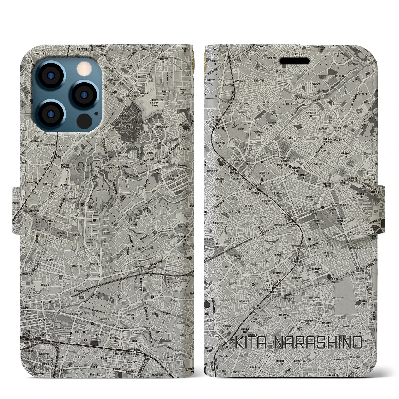 【北習志野(千葉県)】地図柄iPhoneケース(手帳タイプ)