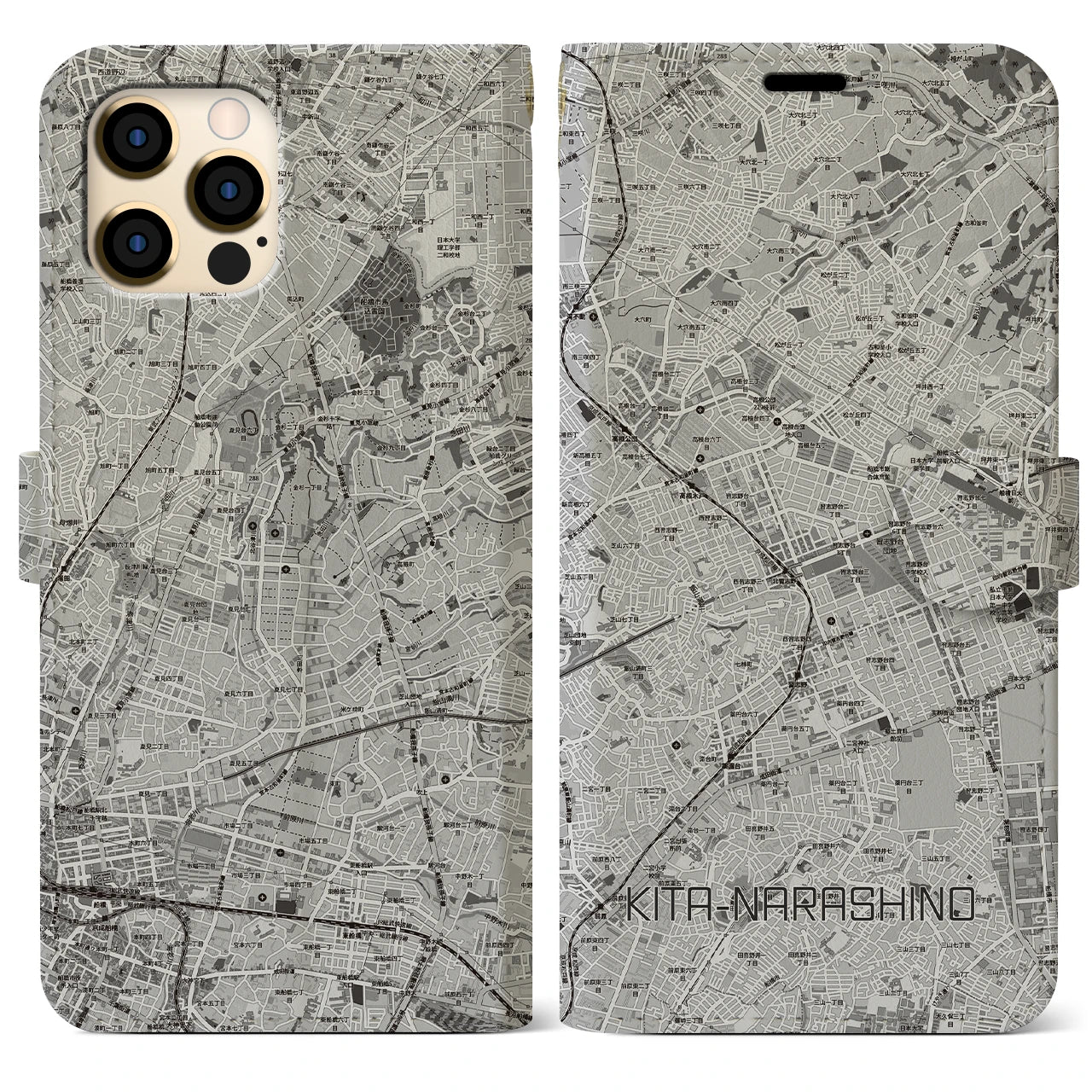 【北習志野(千葉県)】地図柄iPhoneケース(手帳タイプ)