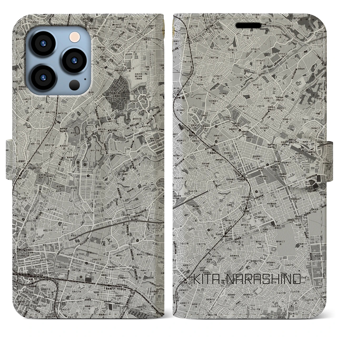 【北習志野(千葉県)】地図柄iPhoneケース(手帳タイプ)