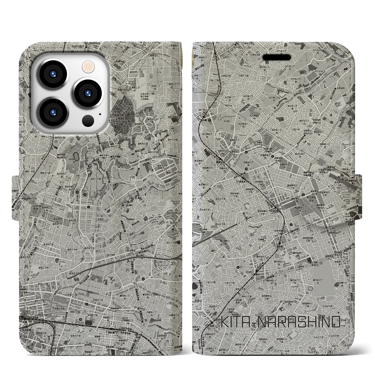 【北習志野(千葉県)】地図柄iPhoneケース(手帳タイプ)