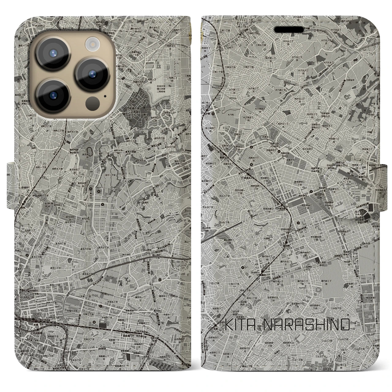 【北習志野(千葉県)】地図柄iPhoneケース(手帳タイプ)