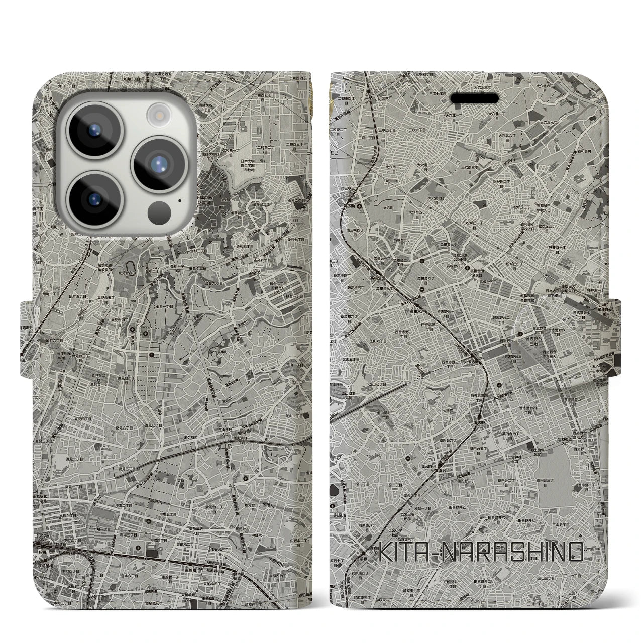 【北習志野(千葉県)】地図柄iPhoneケース(手帳タイプ)