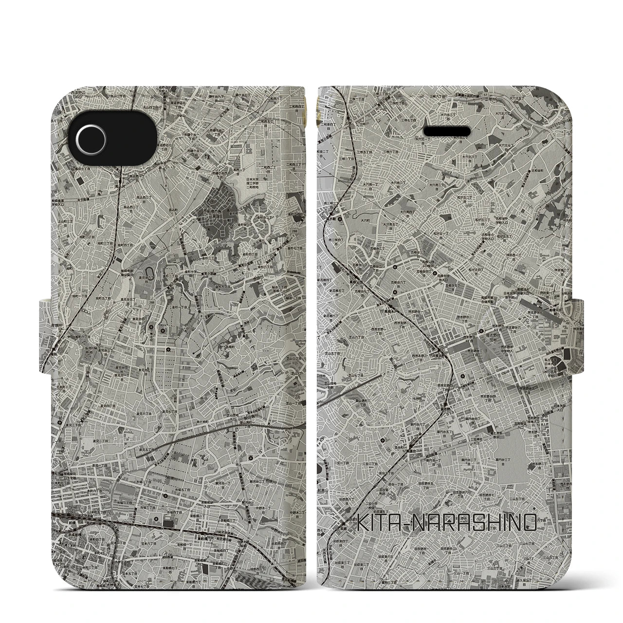 【北習志野(千葉県)】地図柄iPhoneケース(手帳タイプ)