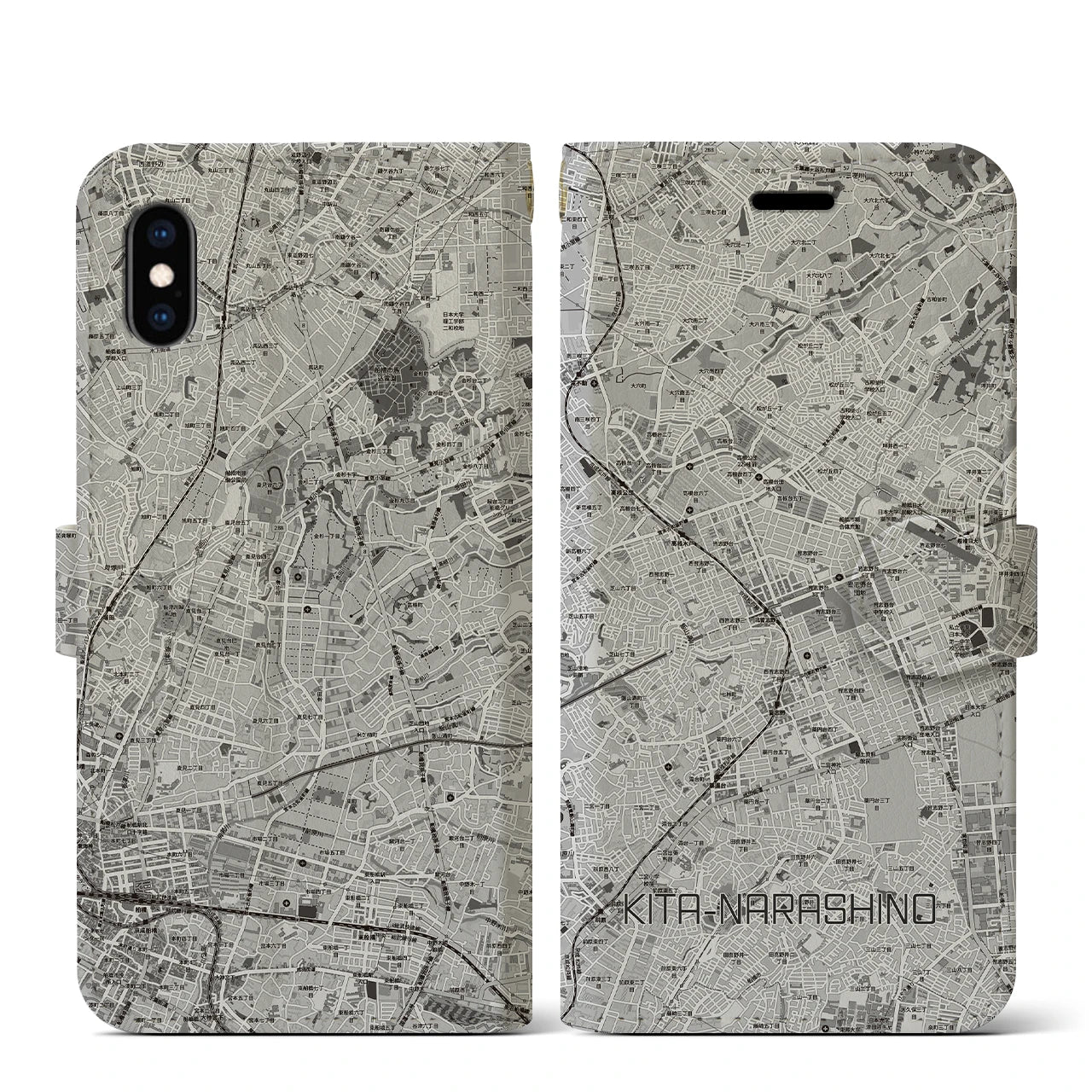 【北習志野(千葉県)】地図柄iPhoneケース(手帳タイプ)