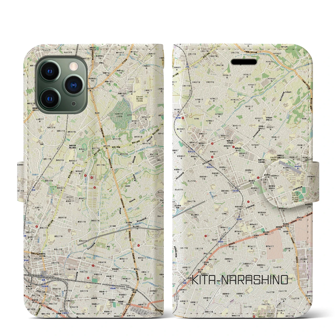 【北習志野(千葉県)】地図柄iPhoneケース(手帳タイプ)