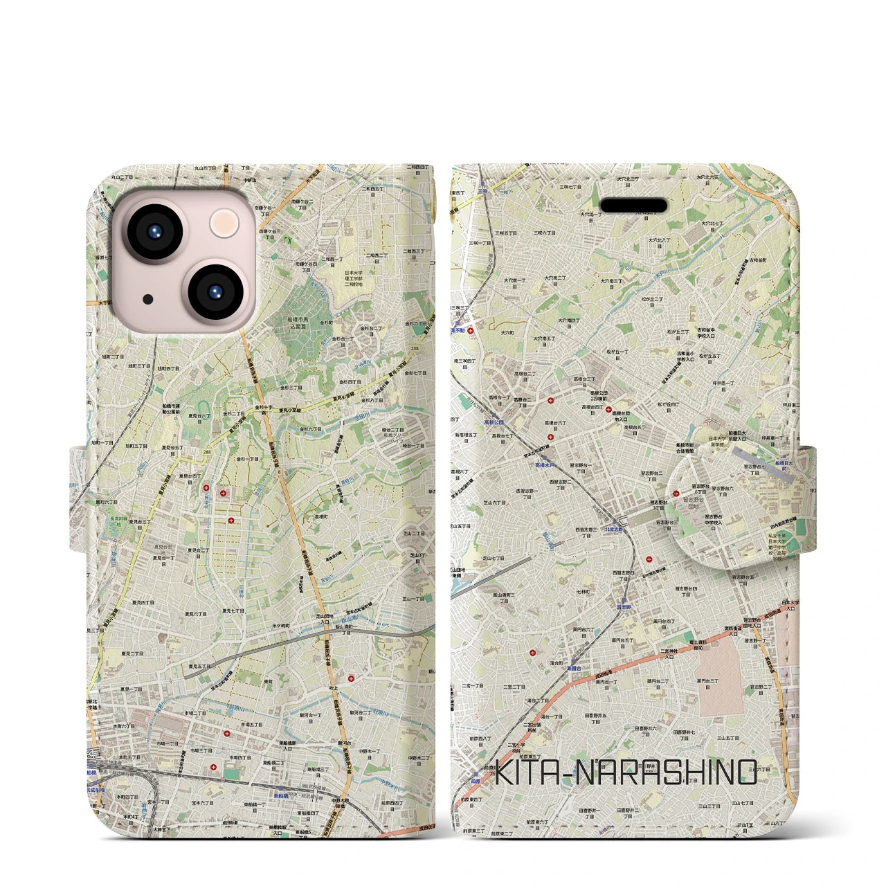 【北習志野(千葉県)】地図柄iPhoneケース(手帳タイプ)