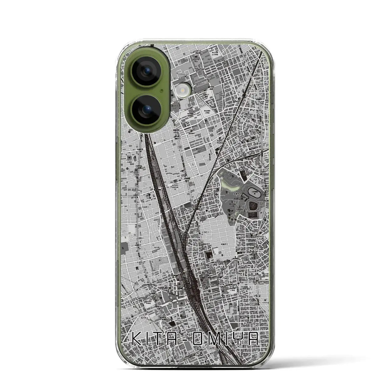 【北大宮(埼玉県)】地図柄iPhoneケース(クリアタイプ)モノトーン・iPhone 17 Pro Max 用