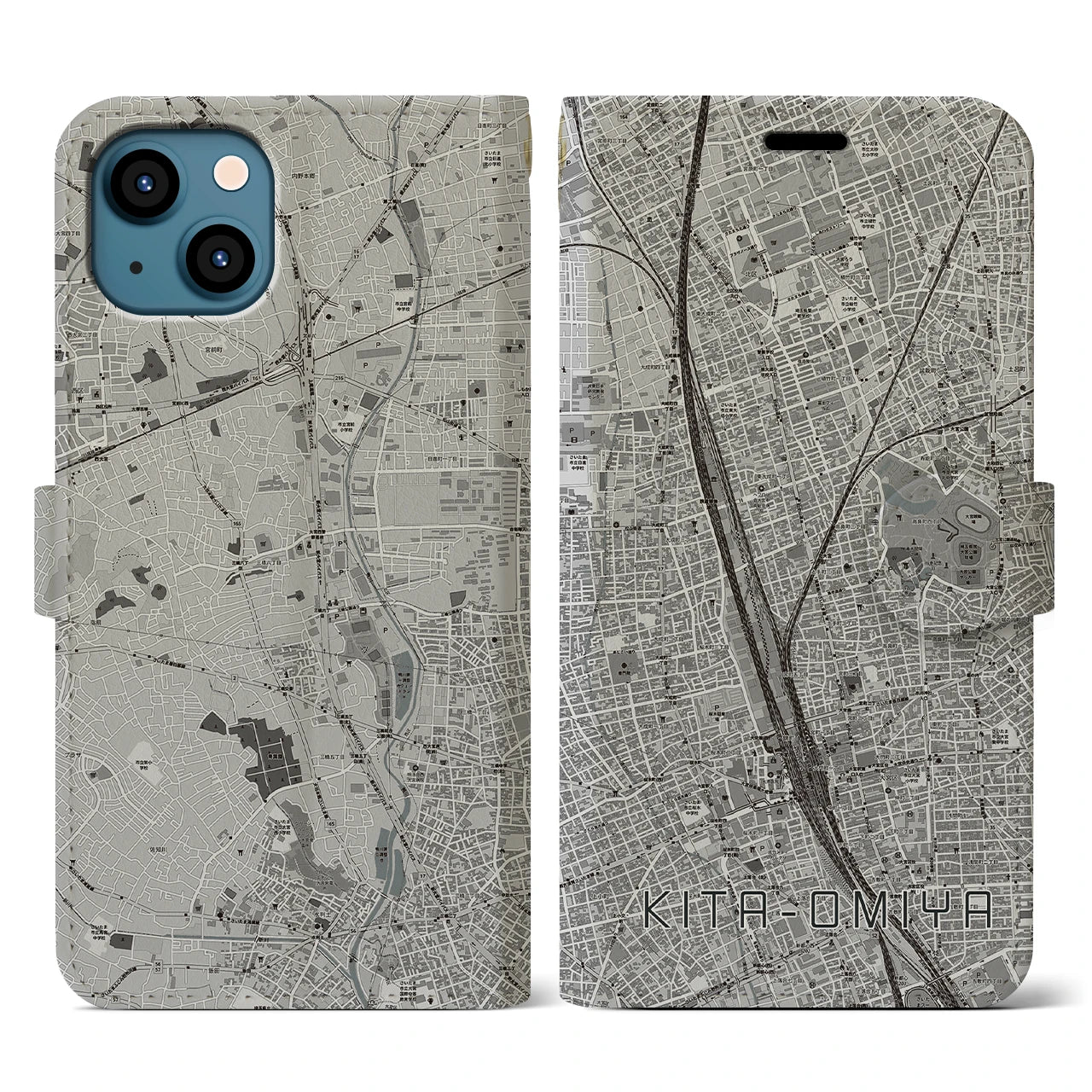 【北大宮(埼玉県)】地図柄iPhoneケース(手帳タイプ)