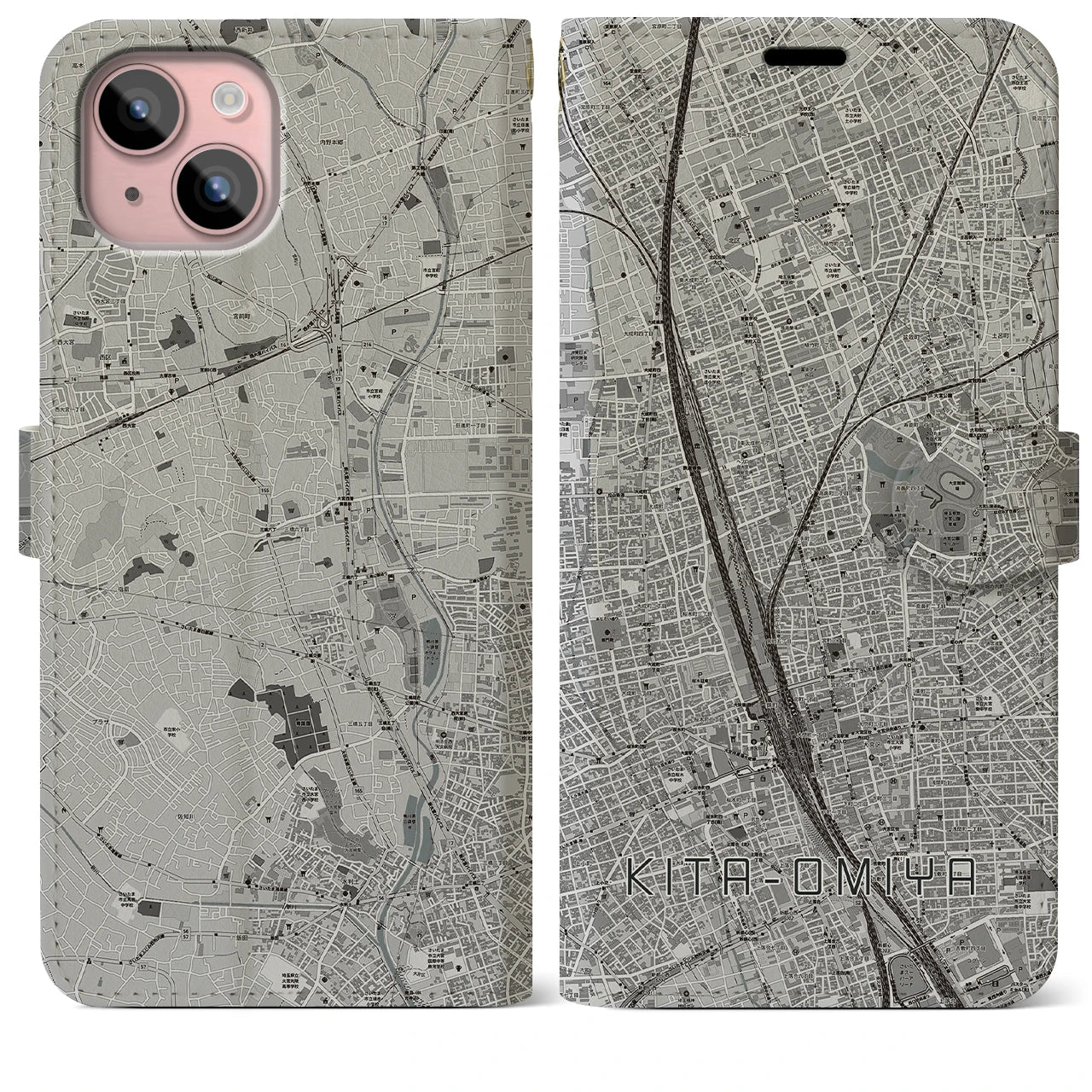 【北大宮(埼玉県)】地図柄iPhoneケース(手帳タイプ)