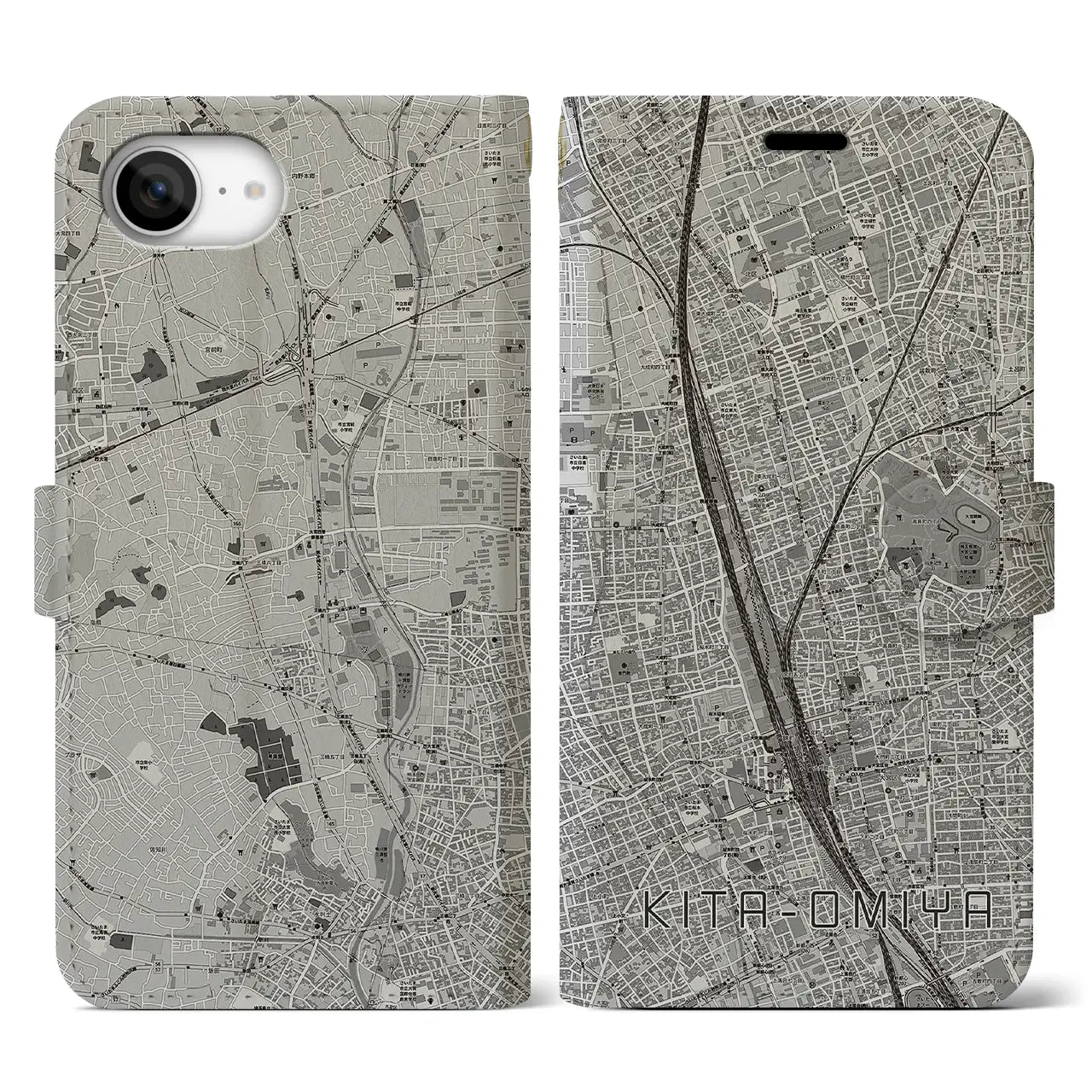 【北大宮(埼玉県)】地図柄iPhoneケース(手帳タイプ)