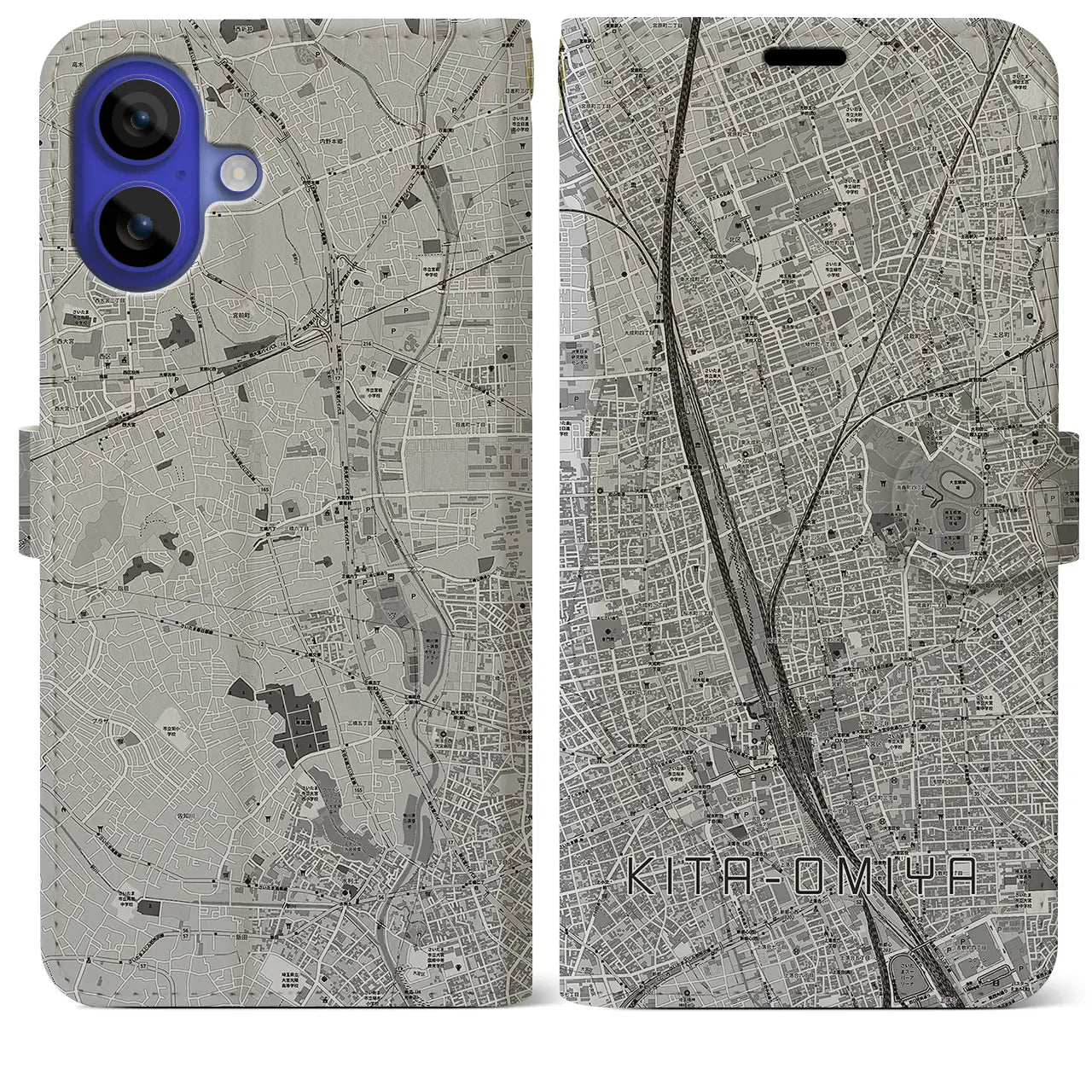 【北大宮(埼玉県)】地図柄iPhoneケース(手帳タイプ)