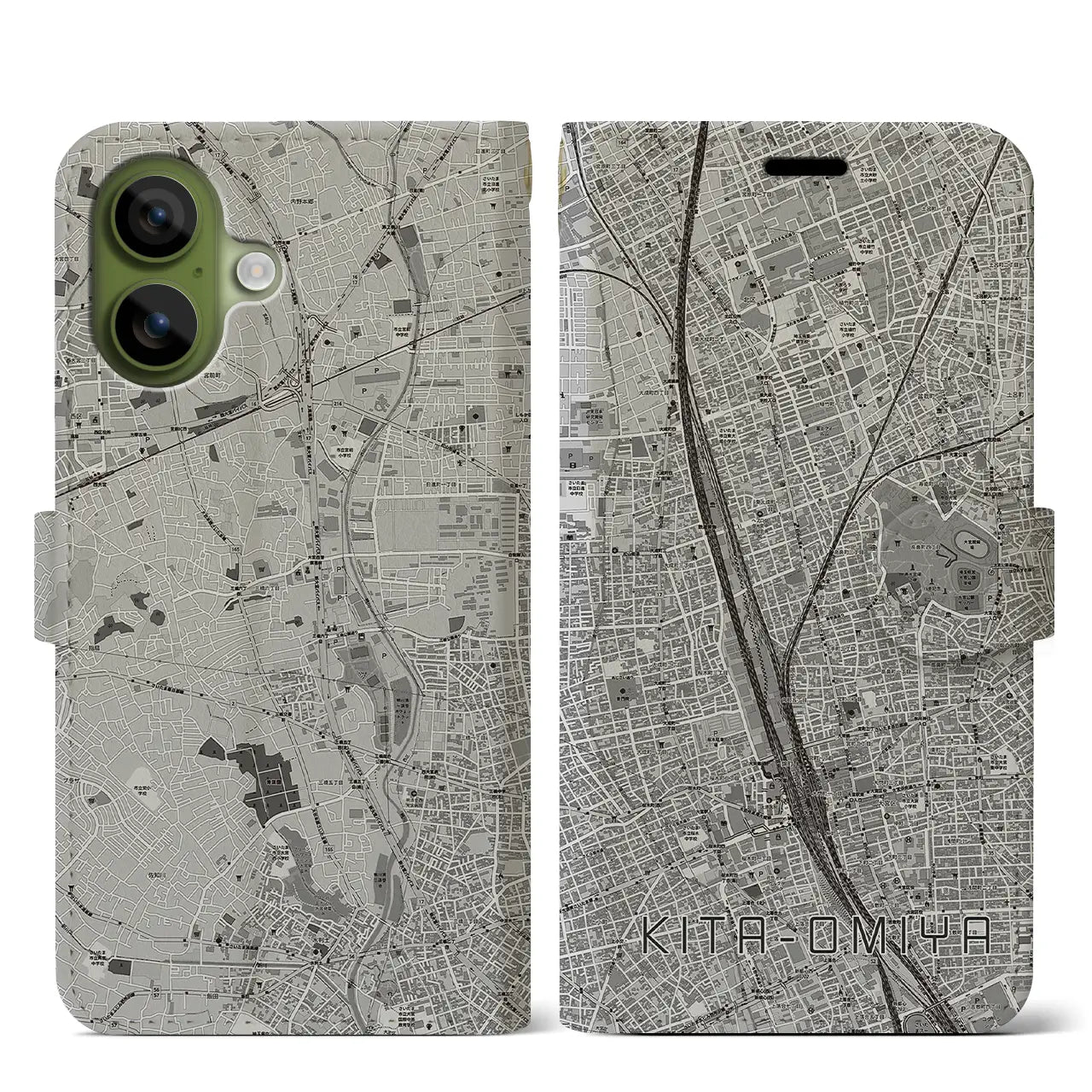 【北大宮(埼玉県)】地図柄iPhoneケース(手帳タイプ)