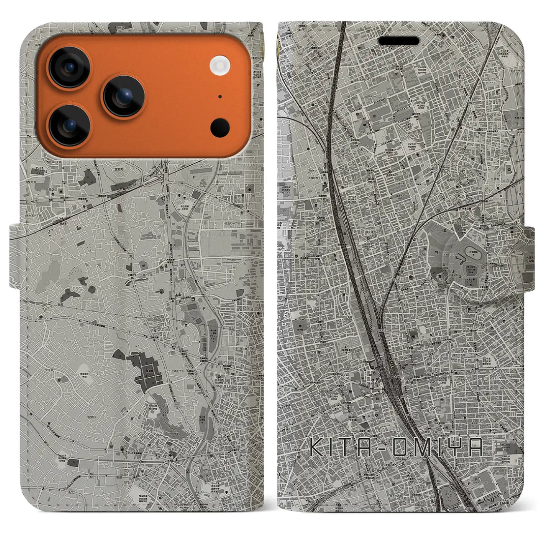 【北大宮(埼玉県)】地図柄iPhoneケース(手帳タイプ)