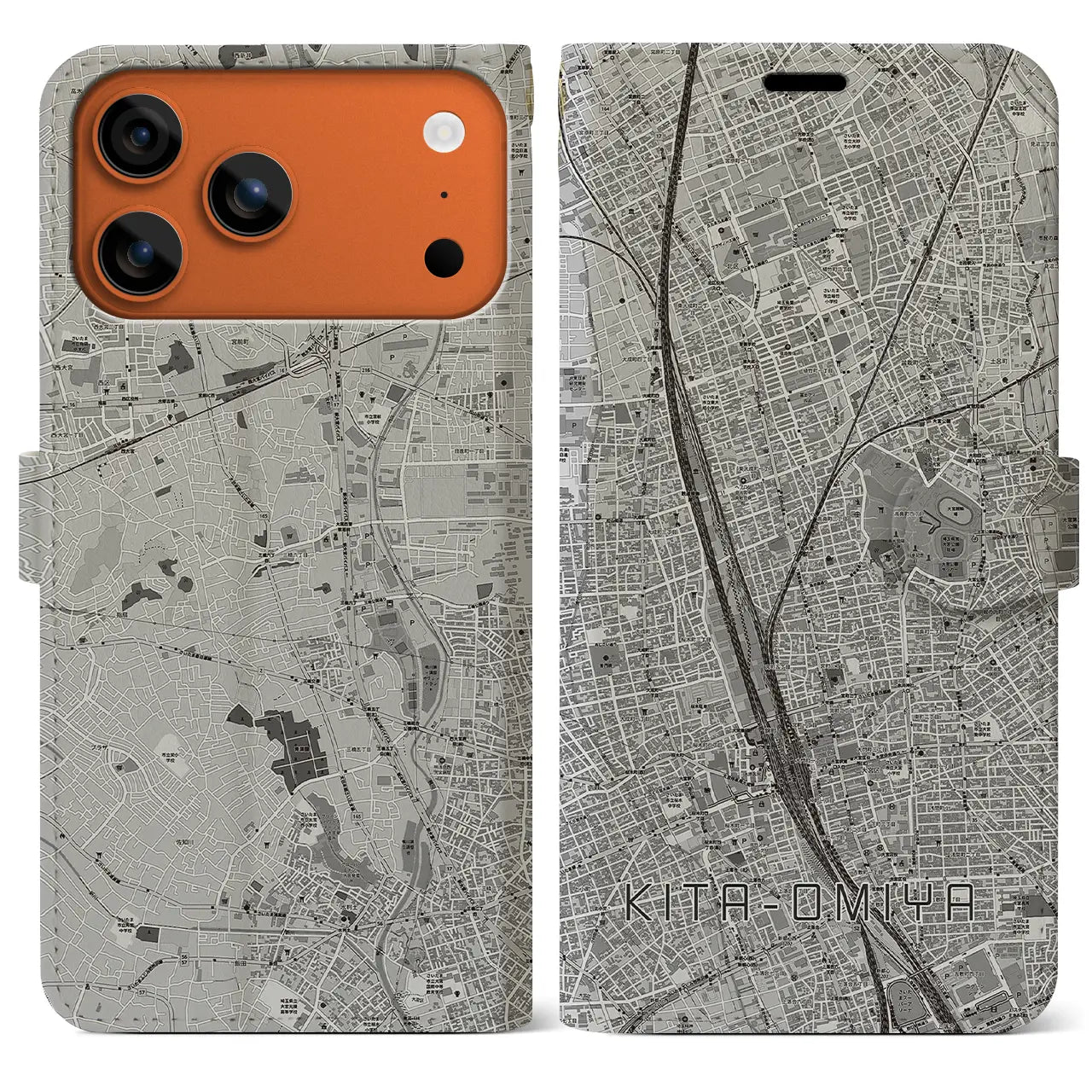 【北大宮(埼玉県)】地図柄iPhoneケース(手帳タイプ)